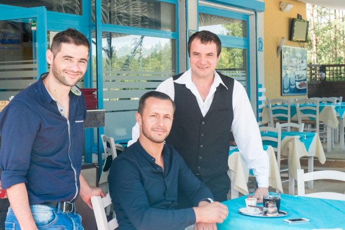 3 Männer, das Personal vom Restaurant Mykonos am Faakersee